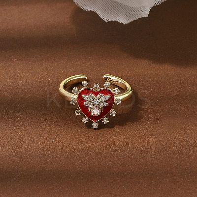 Brass Micro Pave Cubic Zirconia Cuff Open Rings for Women RJEW-B160-09G-1