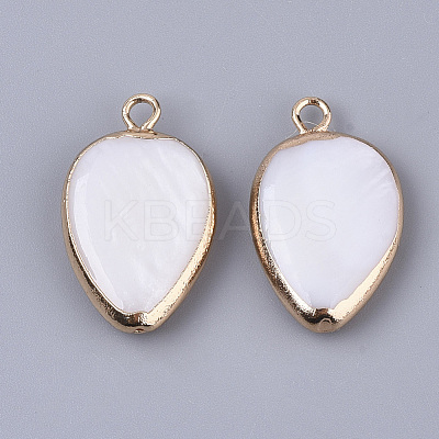 Edge Plated Freshwater Shell Pendants SHEL-S276-37-1