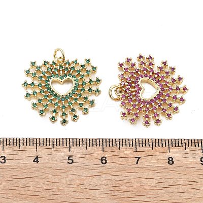 Brass Micro Pave Cubic Zirconia Pendants KK-Q006-35G-M-1