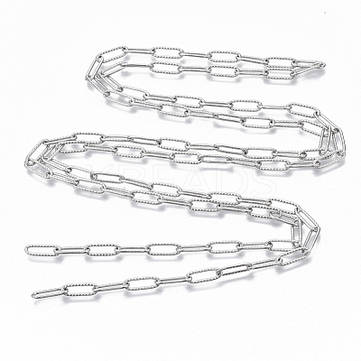 Tarnish Resistant 304 Stainless Steel Textured Paperclip Chains CHS-S006-JN954-1-1