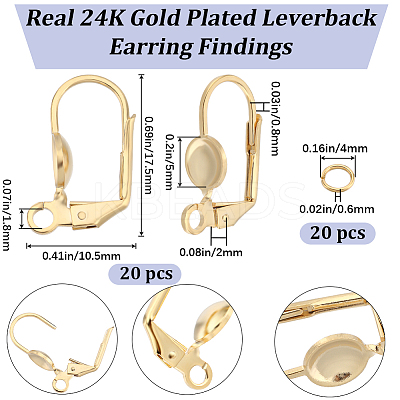 20Pcs Brass Leverback Earring Findings KK-BBC0010-51-1