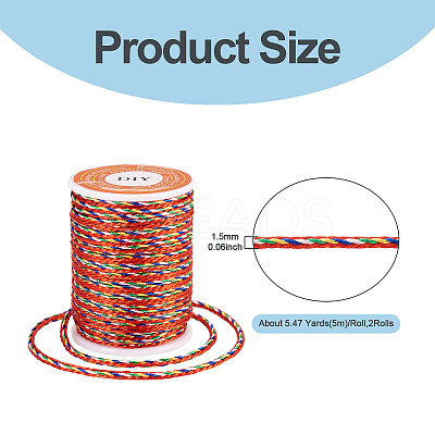 2 Rolls Multi-Color Decorative Nylon Twisted Cord NWIR-TADJ0001-04A-1