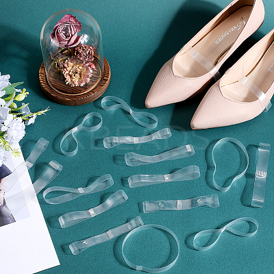 30 Pairs 6 Style Transparent TPU Anti-Loose Shoelace for High-heeled Shoes FIND-CP0001-97-1