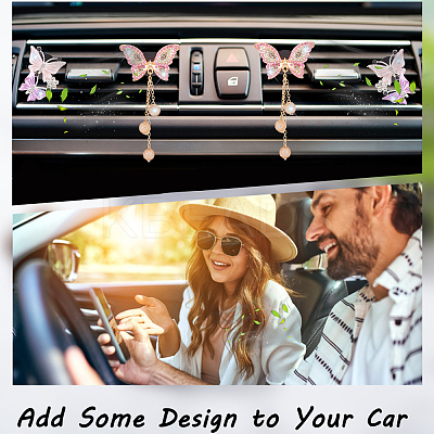 Alloy Rhinestone Car Air Vent Decorations AJEW-WH0248-511-1