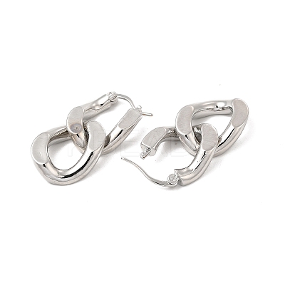 Brass Double Interlocking Oval Dangle Hoop Earrings for Women EJEW-E275-05P-1