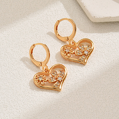 Fashionable Fringed Heart Tassel Brass Hoop Earrings IJ9645-1
