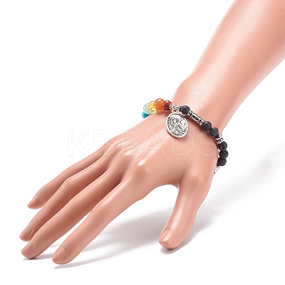2Pcs 2 Style Style Natural Lava Rock & Mixed Stone & Synthetic Hematite Stretch Bracelets Set BJEW-JB08733-1