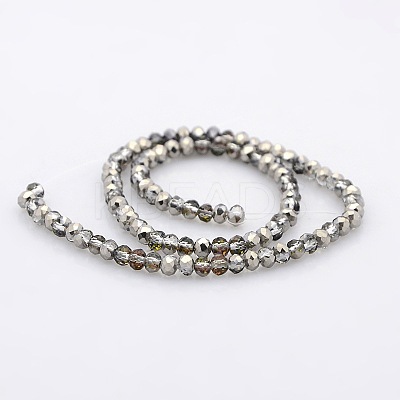 Half Plated Faceted Rondelle Glass Beads Strands GLAA-A024B-HP04-1