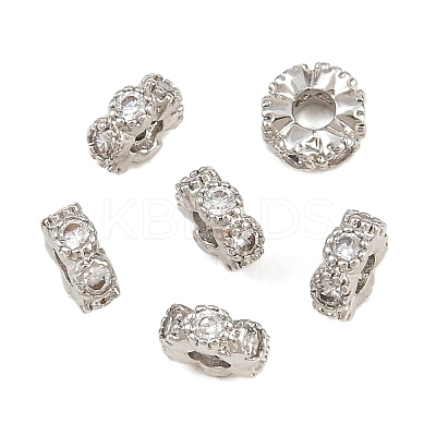 Brass Micro Pave Clear Cubic Zirconia Beads CU-CBA6A75-18P-1
