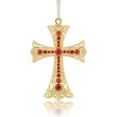 Golden Plated Alloy Cross Big Pendants ALRI-J026-21G-1