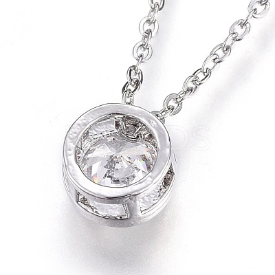 Brass Micro Pave Cubic Zirconia Pendant Necklaces NJEW-O108-29P-1