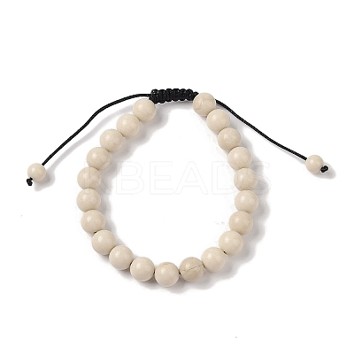 8mm Round Natural Fossil Braided Bead Bracelets BJEW-C067-01B-26-1