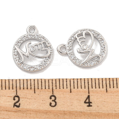 Mother's Day Brass Micro Pave Clear Cubic Zirconia Pendants KK-Z044-12P-1