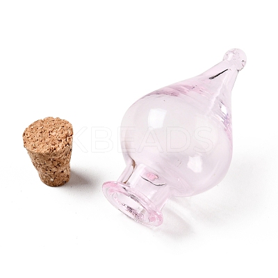 Teardrop Glass Cork Bottles Ornament AJEW-A039-01J-1