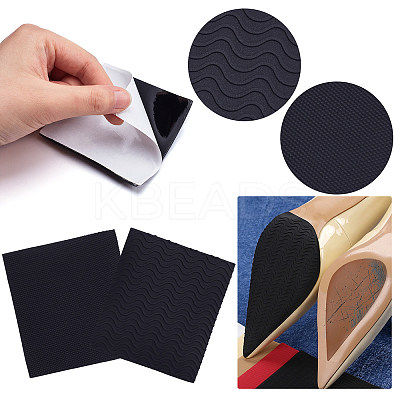 4 Pairs 2 Style PVC Self-Adhesive Anti-Slip Stick Shoes Pad AJEW-GF0004-76C-1