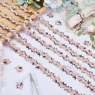 15 Yards Flower Polyester Embroidery Lace Ribbon OCOR-WH0070-77E-1