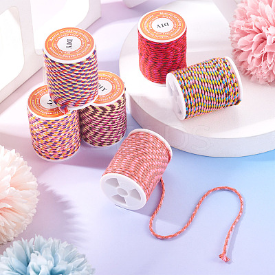 6 Rolls 6 Colors 4-Ply Polycotton Cord with Metallic Thread OCOR-TA0003-05B-1