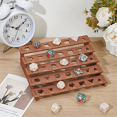 1 Bag 5-Tier Wooden Dice Organizer Display Riser Racks ODIS-BC0001-28-1
