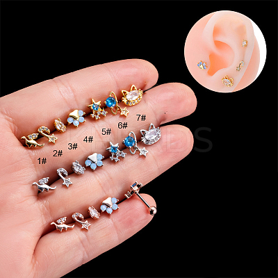 316L Stainless Steel Cubic Zirconia Cartilage Earrings for Women WGF6ABA-06-1