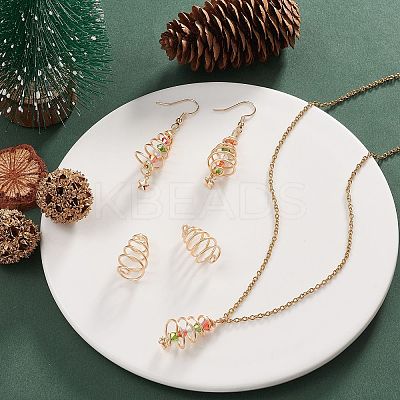 Christmas Tree Brass Wire Pendants KK-JF00002-01-1