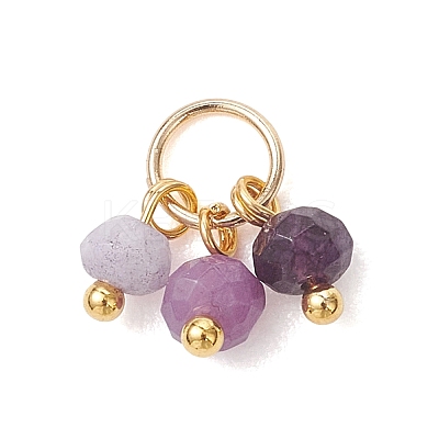 5Pcs 5 Styles Dyed Natural Malaysia Jade Faceted Rondelle Bead Charms PALLOY-JF04898-01-1