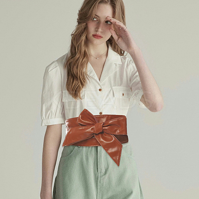 Bowknot PU Leather Wrap Around Waist Bands AJEW-WH20033-042K-1