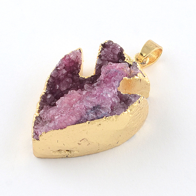 Fish Dyed Natural Druzy Agate Fish Pendants G-R275-108-1