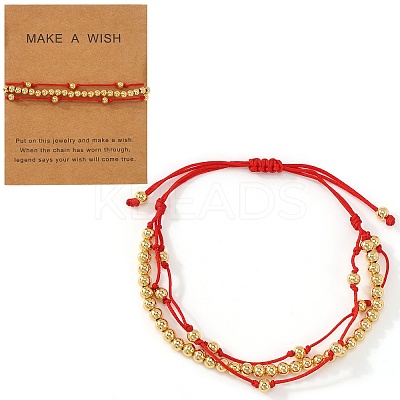 Adjustable Brass Round Beads Multi-starnd Bracelets XW4169-2-1