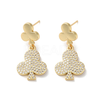 Brass Pave Cubic Zirconia Stud Earrings for Women and Men EJEW-M258-10G-1