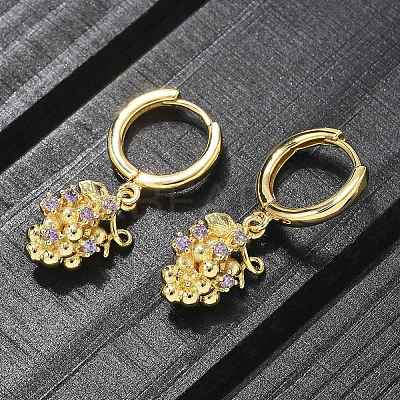 Brass Cubic Zirconia Hoop Earrings EJEW-Q015-02G-D-1