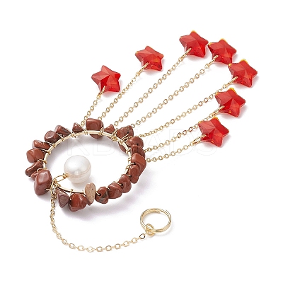 Glass Star Pendant Decorations HJEW-JM01247-05-1