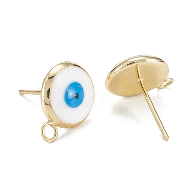 Eco-Friendly Brass Enamel Stud Earring Findings KK-H761-02G-C-1