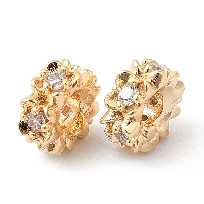 Brass Micro Pave Cubic Zirconia Spacer Beads KK-P234-39G-1