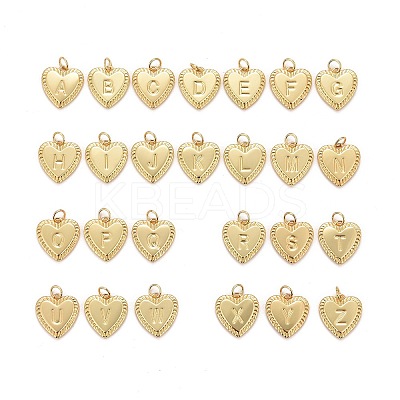 26Pcs 26 Styles Brass Initial Pendants KK-E260-01G-NR-1