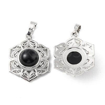 Natural Obsidian Pendants G-P498-02P-02-1