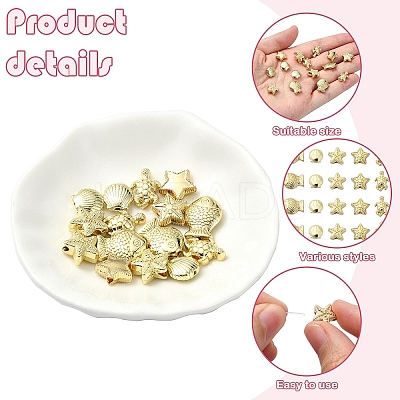 15Pcs 5 Styles Rack Plating Alloy Beads FIND-YW0006-09-1