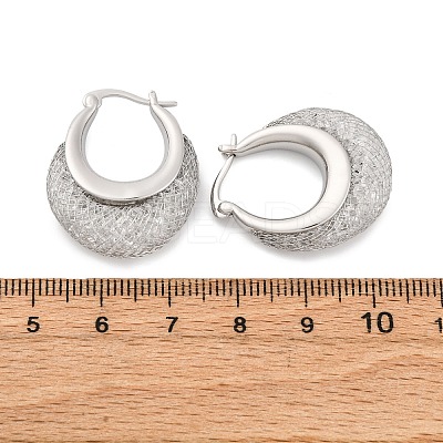 Brass Clear Cubic Zirconia Hoop Earrings EJEW-R025-36P-1