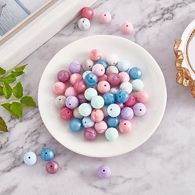 100Pcs 15mm Silicone Beads Multicolor Round Silicone Beads Kit Loose Bulk Silicone Beads for Keychain Making Necklace Bracelet Crafts JX325A-1