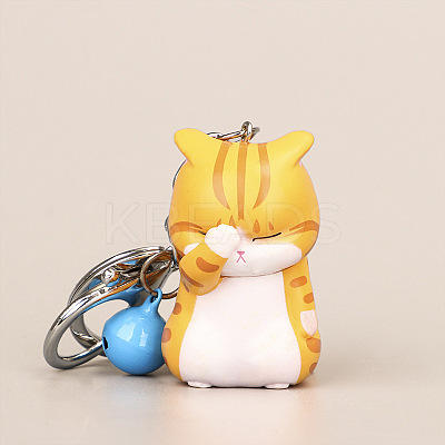 Cute Face Covering Cat Resin Pendant Keychain LS-ANIM-PW0001-021B-1