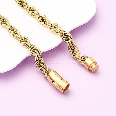 10MM 304 Stainless Steel Rope Chain Necklaces NJEW-C099-07A-G-1