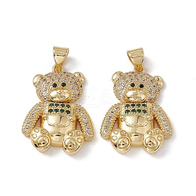 Brass Micro Pave Cubic Zirconia Pendants KK-B061-20G-01-1