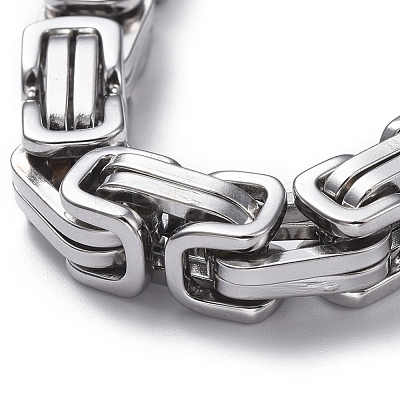 Tarnish Resistant Unisex 201 Stainless Steel Byzantine Chain Bracelets BJEW-L637-34D-P-1