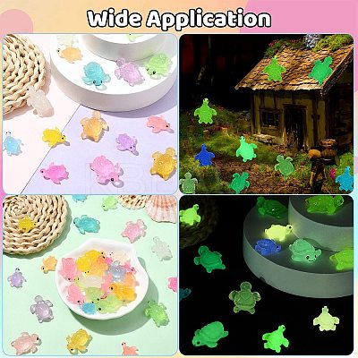 80Pcs 16 Styles Luminous Resin Sea Turtle Figurine Decoration FIND-CJ0003-49-1