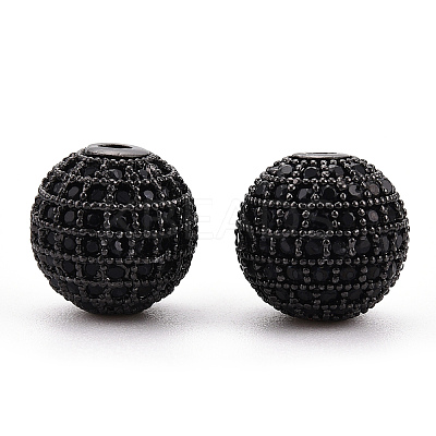 Brass Micro Pave Cubic Zirconia Beads ZIRC-Q013-12mm-143B-1