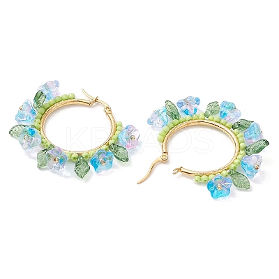 Glass Hoop Earrings EJEW-TA00589-01-1