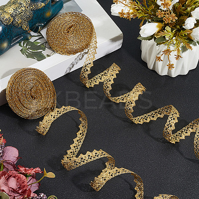 2 Rolls Metallic Yarn Lace Trim OCOR-GF0005-58A-1