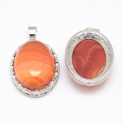 Natural Red Striped Agate/Banded Agate Pendants G-D851-38-1