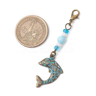 Ocean Theme Alloy Charm & Glass Beads Pendant Decorations HJEW-JM03158-08-1