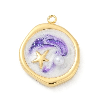 Ocean Theme 304 Stainless Steel Enamel Pendants STAS-Q352-03G-G-1