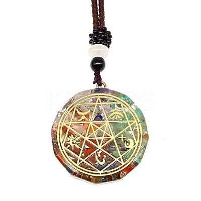 Orgonite Chakra Natural & Synthetic Mixed Stone Pendant Necklaces PZ4674-07-1